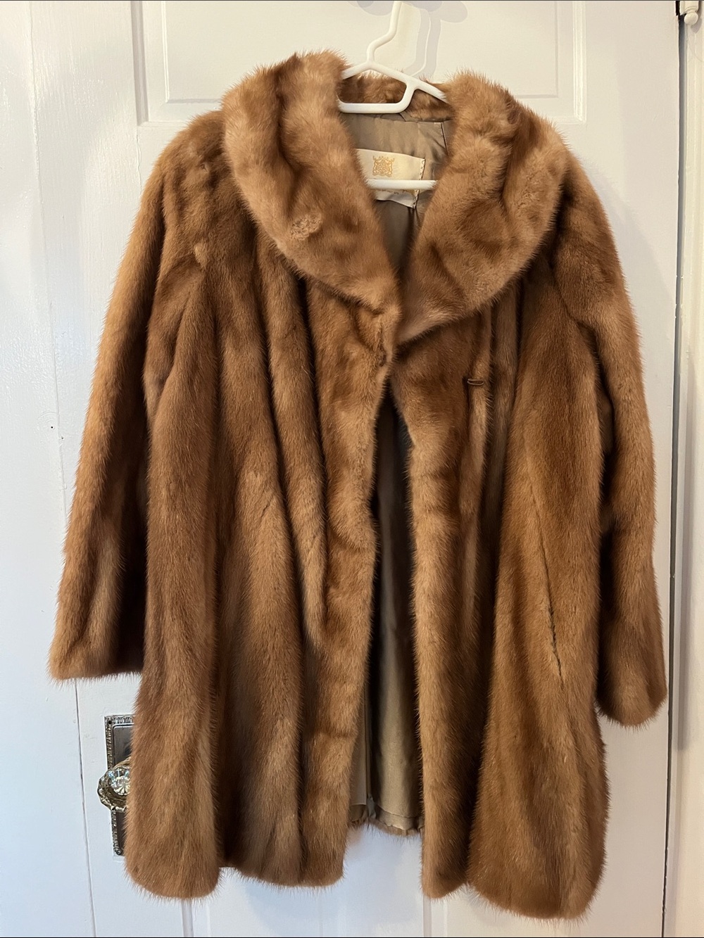 Classic Women’s Brown Mink Pea Coat - Timeless Elegance